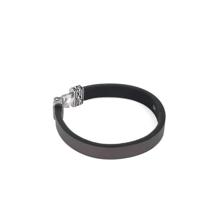 قفل راه دال نقره با چرم سافیانو مشکی سایز M